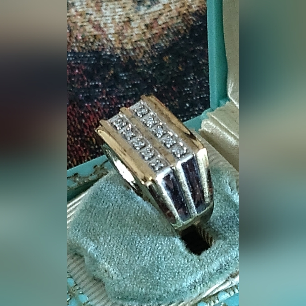 Gold and Silver Ring with Diamonds.   Size 10